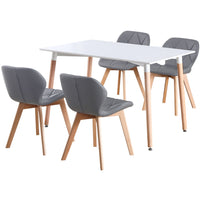 Thumbnail for 4 Seat Dining Table and Chair Scandi Rectangular Kitchen Nordic Dinner Set