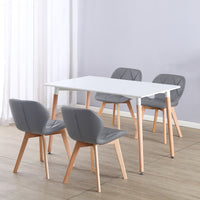 Thumbnail for 4 Seat Dining Table and Chair Scandi Rectangular Kitchen Nordic Dinner Set