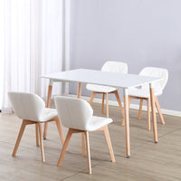 Thumbnail for 4 Seat Dining Table and Chair Scandi Rectangular Kitchen Nordic Dinner Set