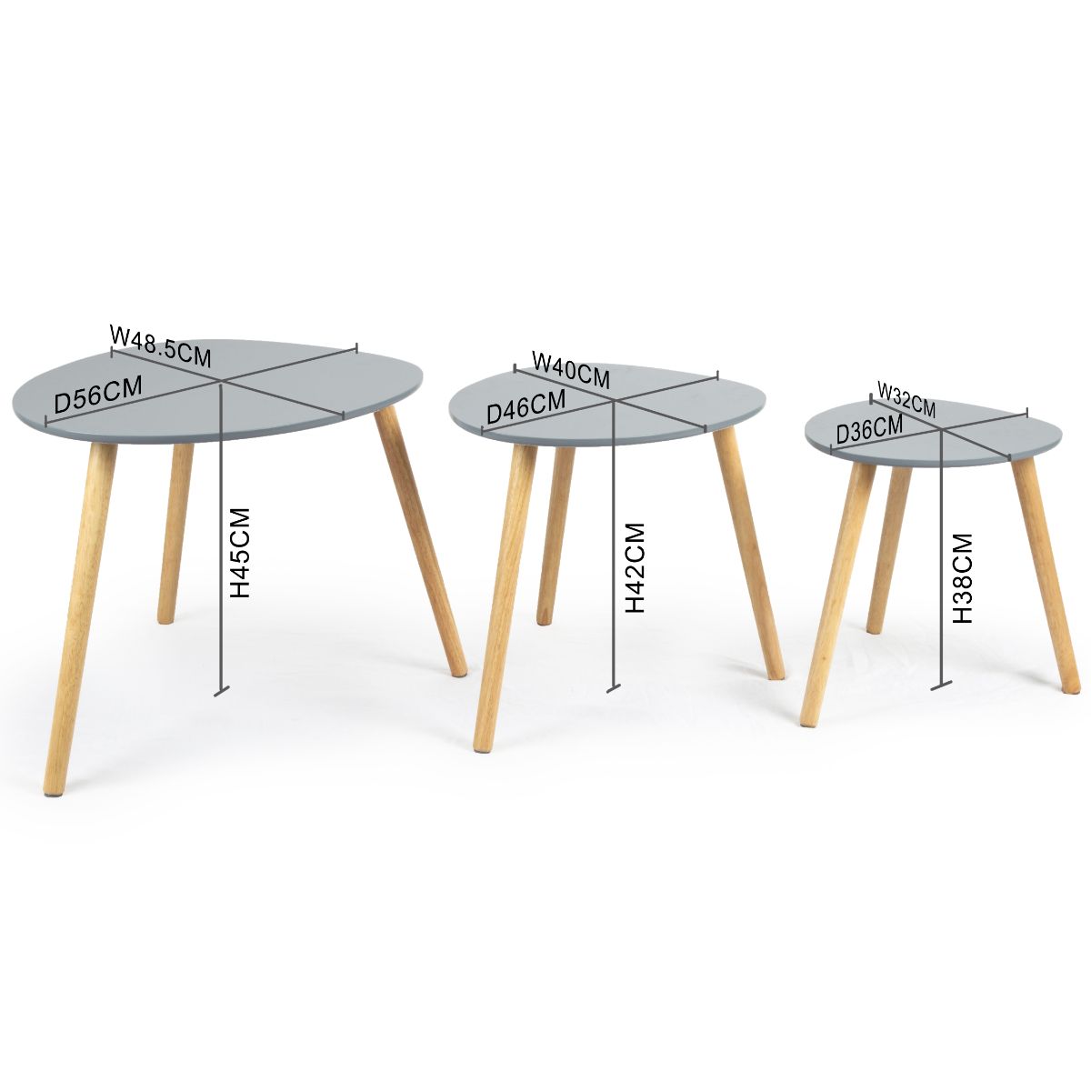 Set of 3 Scandinavian Style Tables