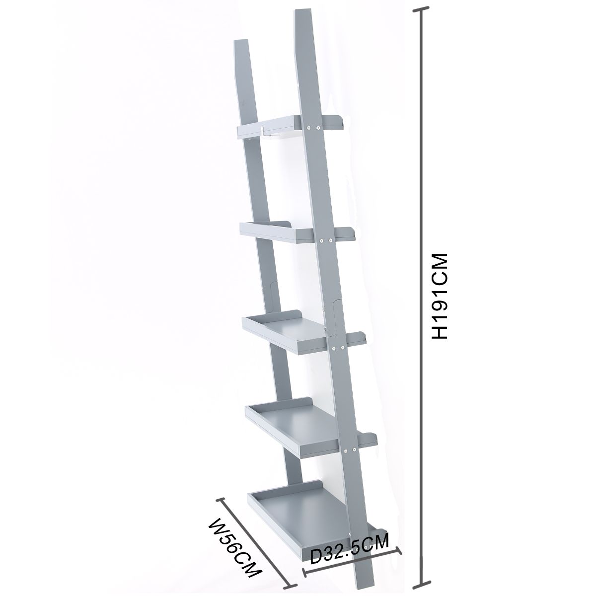 Ladder Shelf 5 Tier Leaning Storage Bookcase Unit