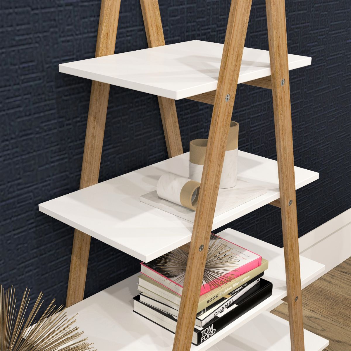 A-Frame Ladder Pyramid Bookcase Bookshelf Unit