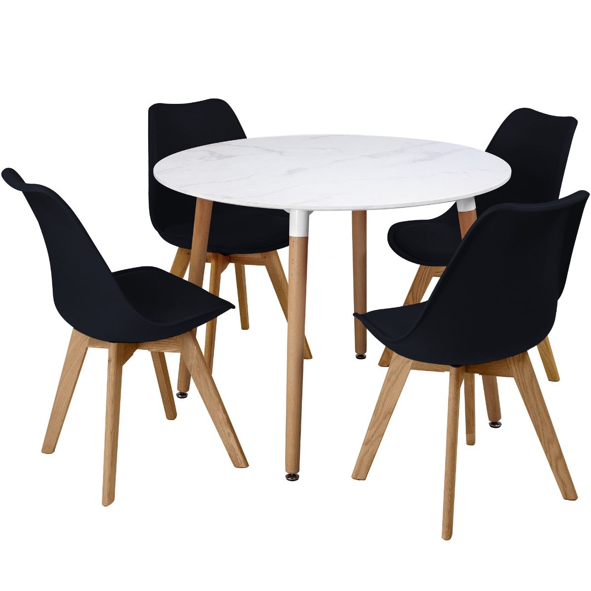 Circular Dinner Table Set with 4 Dining Chairs