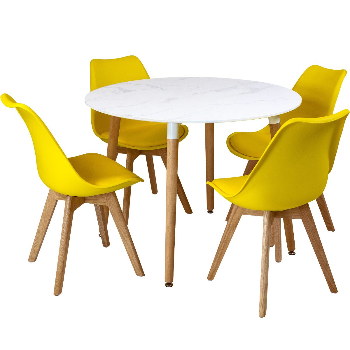 Circular Dinner Table Set with 4 Dining Chairs